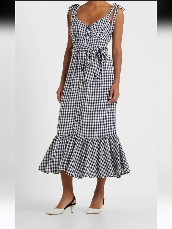 J. Crew Dresses & Skirts - J. Crew Gingam Checkered Button Front Shoulder Tie Midi Dress - 14 Tall